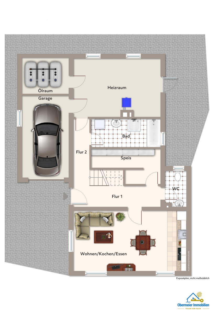 Erdgeschoss/Haus 1 Einfamilienhaus Hunderdorf