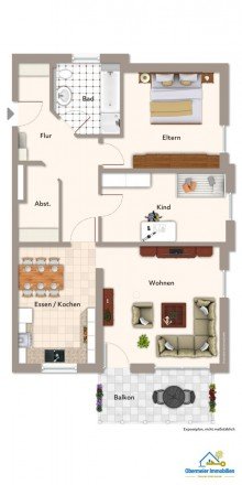 1.OG - Skizze Elegante 3-Zimmer-Wohnung mit Aufzug, Balkon und edler Innenausstattung