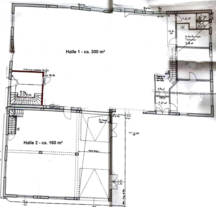 Grundriss EG_ Halle 1 und Halle 2 Halle / Lager / Produktion Hemau
