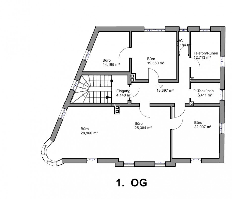 Grundriss 1.OG Praxis Regensburg