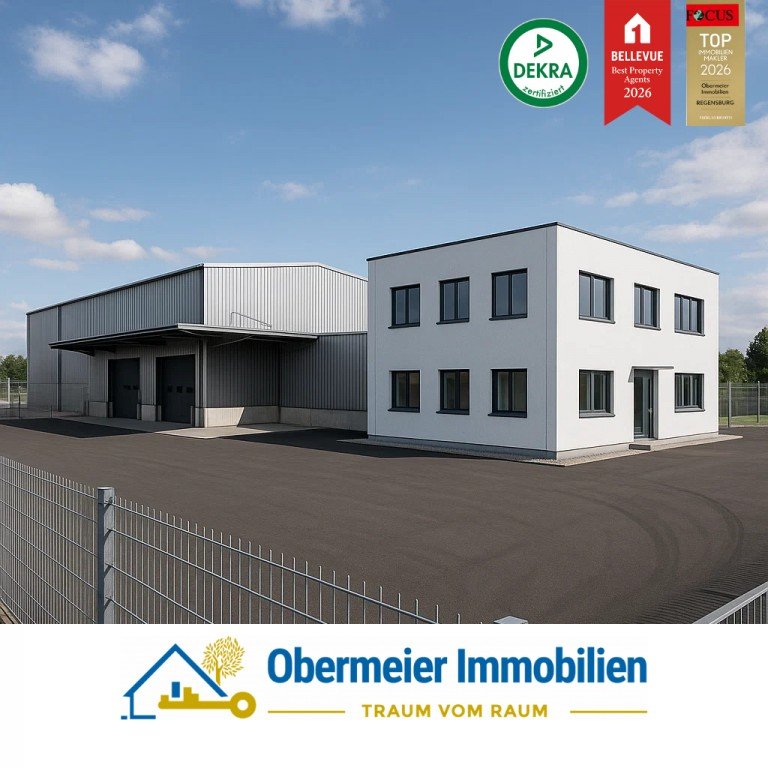 Musterfoto Maxh�tte-Haidhof Hochregallager Modernes Gewerbeareal mit Hochregal-, Lager- Produktionshalle und B�rogeb�ude